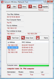 Zamzom wireless network tool screenshot